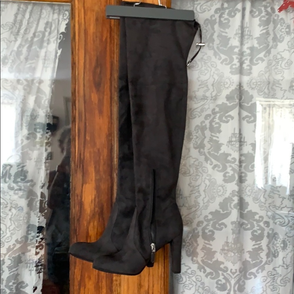 Sam Edelman thigh high dark grey heels